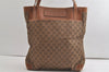 Authentic GUCCI Vintage Shoulder Tote Bag GG Canvas Leather Brown Junk 5059K