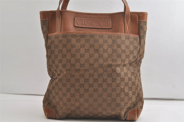 Authentic GUCCI Vintage Shoulder Tote Bag GG Canvas Leather Brown Junk 5059K