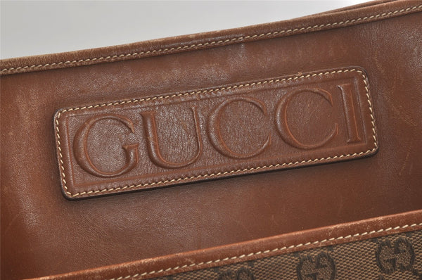 Authentic GUCCI Vintage Shoulder Tote Bag GG Canvas Leather Brown Junk 5059K