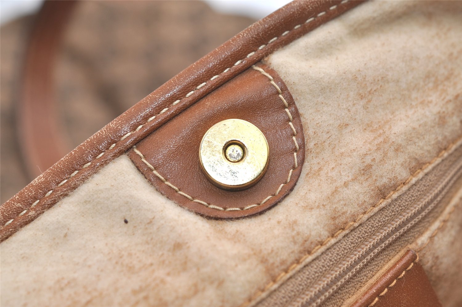 Authentic GUCCI Vintage Shoulder Tote Bag GG Canvas Leather Brown Junk 5059K