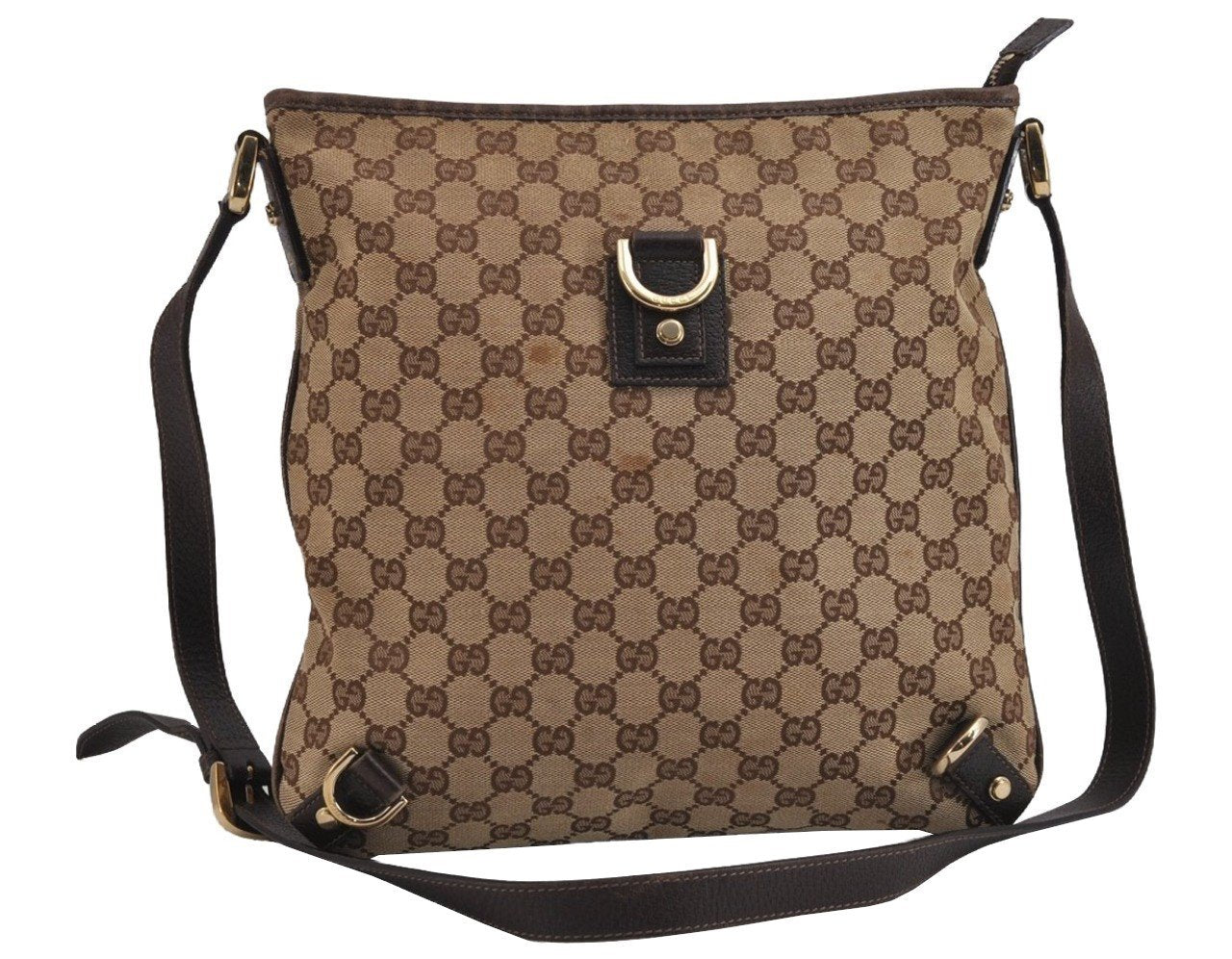 Authentic GUCCI Abbey Shoulder Cross Bag GG Canvas Leather 131326 Brown 5060J