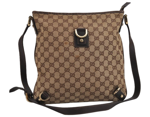 Authentic GUCCI Abbey Shoulder Cross Bag GG Canvas Leather 131326 Brown 5060J