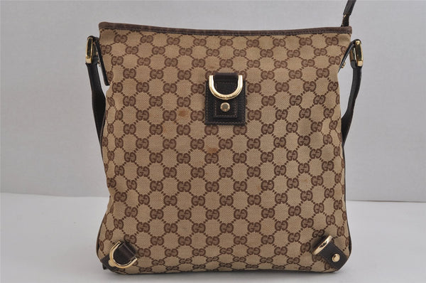 Authentic GUCCI Abbey Shoulder Cross Bag GG Canvas Leather 131326 Brown 5060J