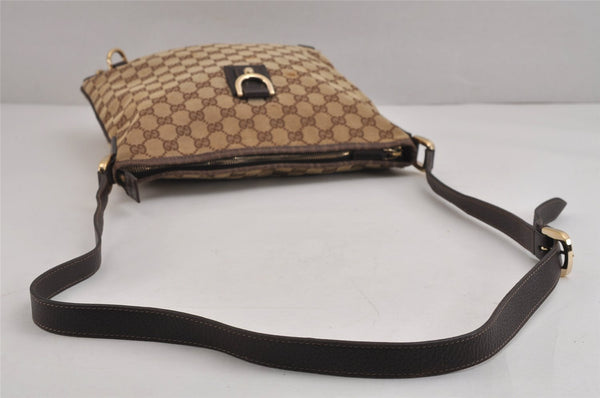 Authentic GUCCI Abbey Shoulder Cross Bag GG Canvas Leather 131326 Brown 5060J