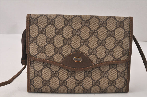 Authentic GUCCI Vintage Shoulder Cross Body Bag GG PVC Leather Brown Junk 5060K