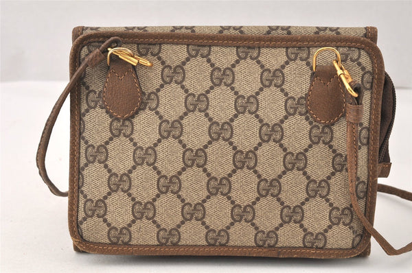 Authentic GUCCI Vintage Shoulder Cross Body Bag GG PVC Leather Brown Junk 5060K