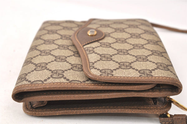 Authentic GUCCI Vintage Shoulder Cross Body Bag GG PVC Leather Brown Junk 5060K