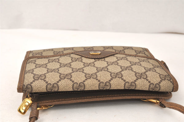 Authentic GUCCI Vintage Shoulder Cross Body Bag GG PVC Leather Brown Junk 5060K