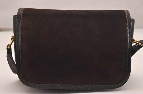 Authentic GUCCI Vintage Shoulder Bag Purse Suede Leather Brown 5061J