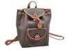Authentic CELINE Macadam Blason Drawstring Backpack PVC Leather Brown 5064K
