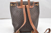 Authentic CELINE Macadam Blason Drawstring Backpack PVC Leather Brown 5064K