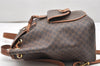 Authentic CELINE Macadam Blason Drawstring Backpack PVC Leather Brown 5064K
