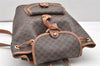 Authentic CELINE Macadam Blason Drawstring Backpack PVC Leather Brown 5064K