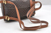 Authentic CELINE Macadam Blason Drawstring Backpack PVC Leather Brown 5064K