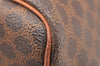 Authentic CELINE Macadam Blason Drawstring Backpack PVC Leather Brown 5064K