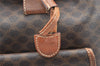 Authentic CELINE Macadam Blason Drawstring Backpack PVC Leather Brown 5064K