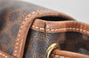 Authentic CELINE Macadam Blason Drawstring Backpack PVC Leather Brown 5064K