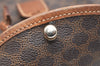 Authentic CELINE Macadam Blason Drawstring Backpack PVC Leather Brown 5064K