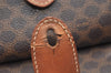Authentic CELINE Macadam Blason Drawstring Backpack PVC Leather Brown 5064K
