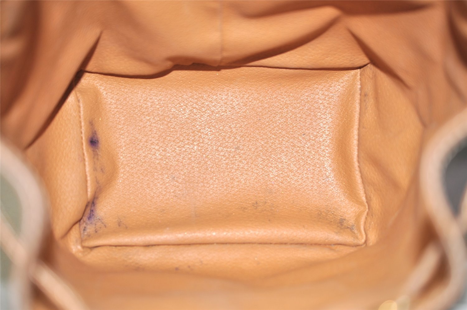 Authentic CELINE Macadam Blason Drawstring Backpack PVC Leather Brown 5064K