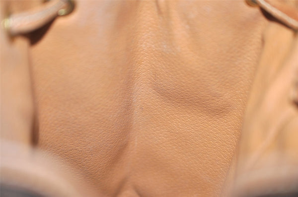 Authentic CELINE Macadam Blason Drawstring Backpack PVC Leather Brown 5064K