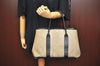 Authentic HERMES Garden Party PM Tote Hand Bag Canvas Leather Beige 5065I