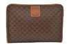 Authentic CELINE Macadam Blason Pattern Clutch Hand Bag PVC Leather Brown 5065K