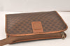 Authentic CELINE Macadam Blason Pattern Clutch Hand Bag PVC Leather Brown 5065K