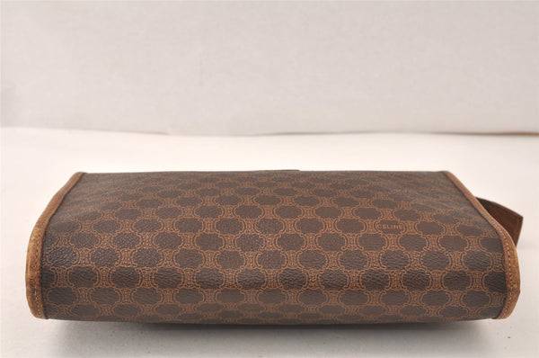 Authentic CELINE Macadam Blason Pattern Clutch Hand Bag PVC Leather Brown 5065K