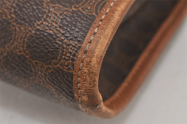 Authentic CELINE Macadam Blason Pattern Clutch Hand Bag PVC Leather Brown 5065K