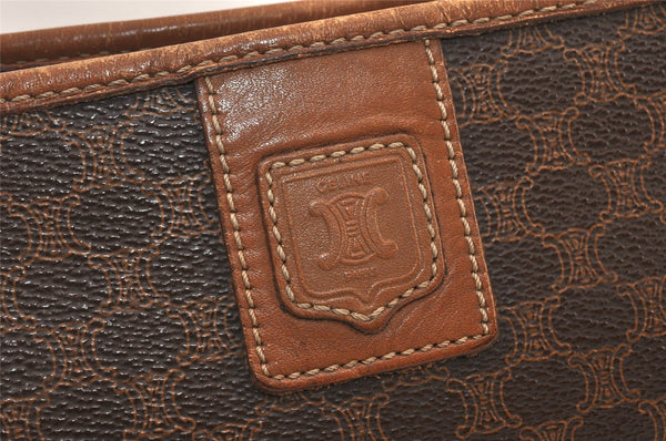 Authentic CELINE Macadam Blason Pattern Clutch Hand Bag PVC Leather Brown 5065K
