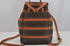 Authentic CELINE Macadam Blason Pattern Backpack Purse PVC Leather Brown 5066J