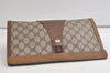 Authentic GUCCI Web Sherry Line Clutch Hand Bag Purse GG PVC Leather Brown 5066K