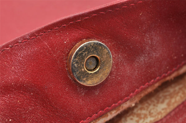 Authentic GUCCI Bamboo 2Way Shoulder Hand Bag Purse Leather Red Junk 5067I