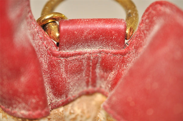 Authentic GUCCI Bamboo 2Way Shoulder Hand Bag Purse Leather Red Junk 5067I