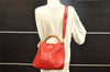 Authentic GUCCI Bamboo 2Way Shoulder Hand Bag Purse Leather Red Junk 5067I