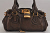 Authentic Chloe Vintage Paddington Leather Shoulder Hand Bag Brown 5067J