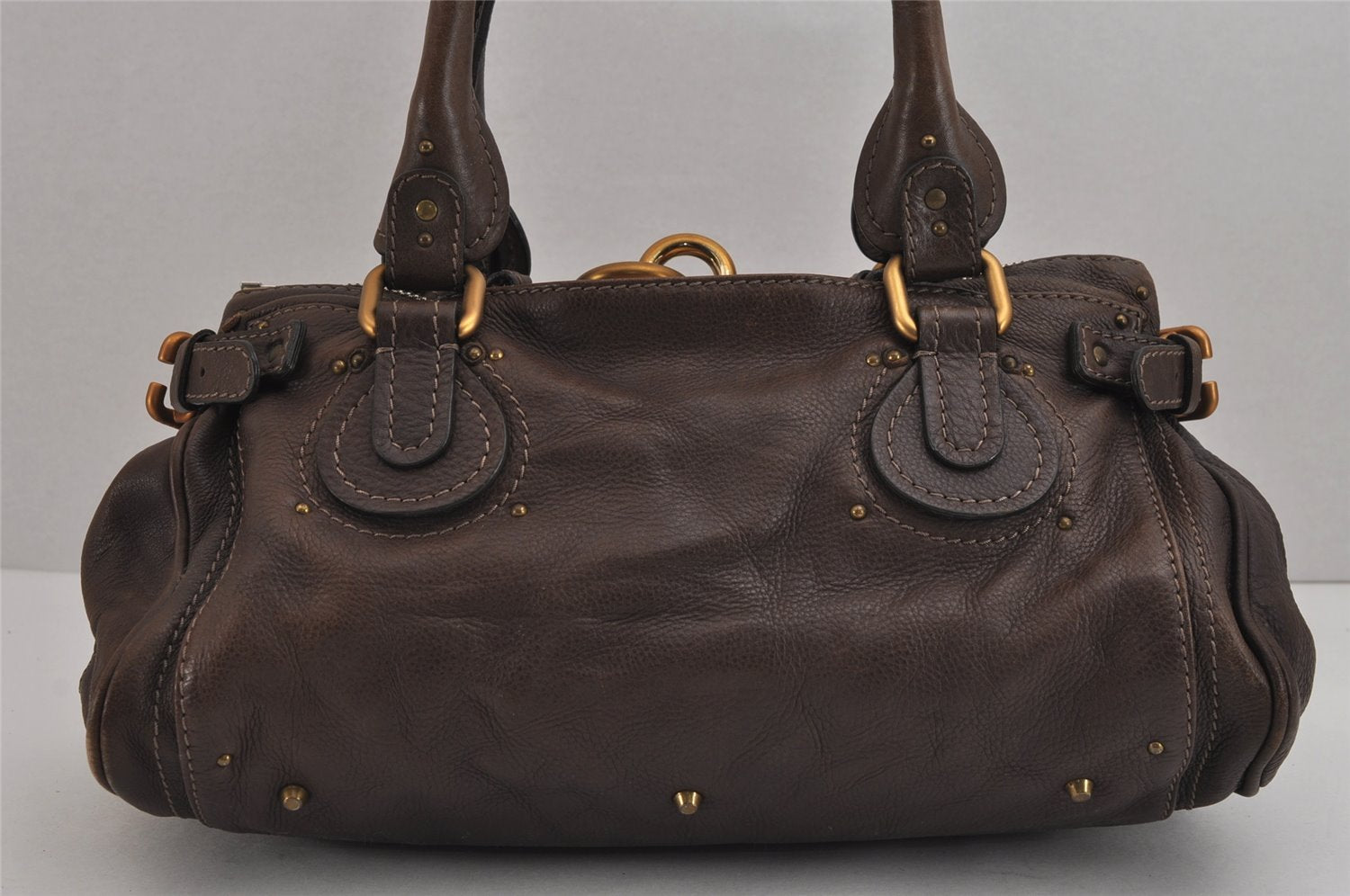 Authentic Chloe Vintage Paddington Leather Shoulder Hand Bag Brown 5067J