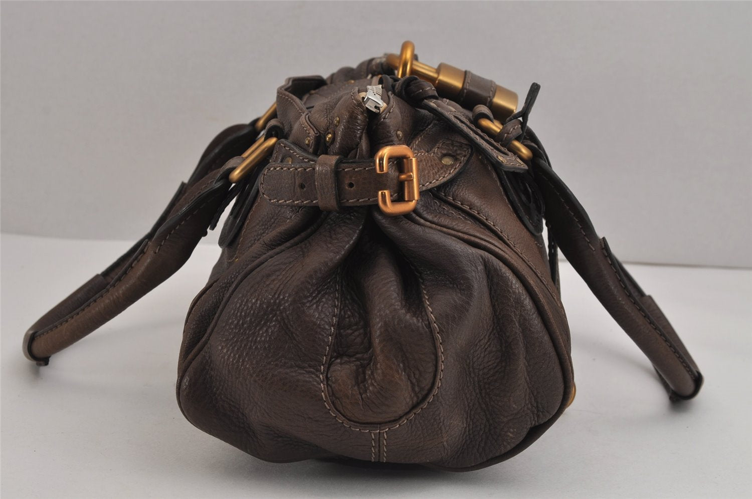 Authentic Chloe Vintage Paddington Leather Shoulder Hand Bag Brown 5067J