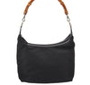 Authentic GUCCI Vintage Bamboo Shoulder Hand Bag Purse Nylon Leather Black 5067K