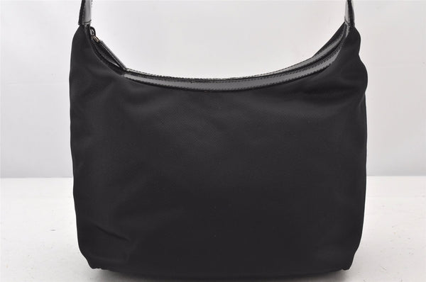 Authentic GUCCI Vintage Bamboo Shoulder Hand Bag Purse Nylon Leather Black 5067K