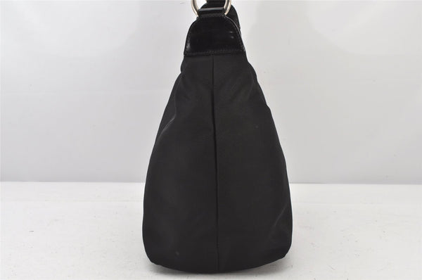 Authentic GUCCI Vintage Bamboo Shoulder Hand Bag Purse Nylon Leather Black 5067K