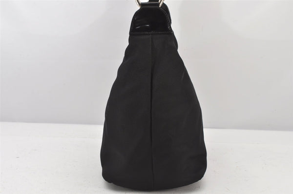 Authentic GUCCI Vintage Bamboo Shoulder Hand Bag Purse Nylon Leather Black 5067K