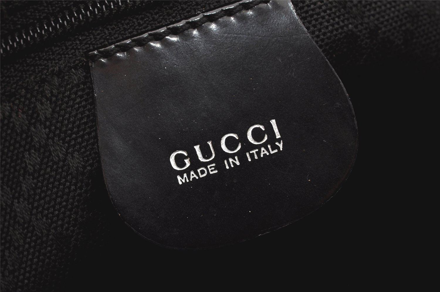 Authentic GUCCI Vintage Bamboo Shoulder Hand Bag Purse Nylon Leather Black 5067K