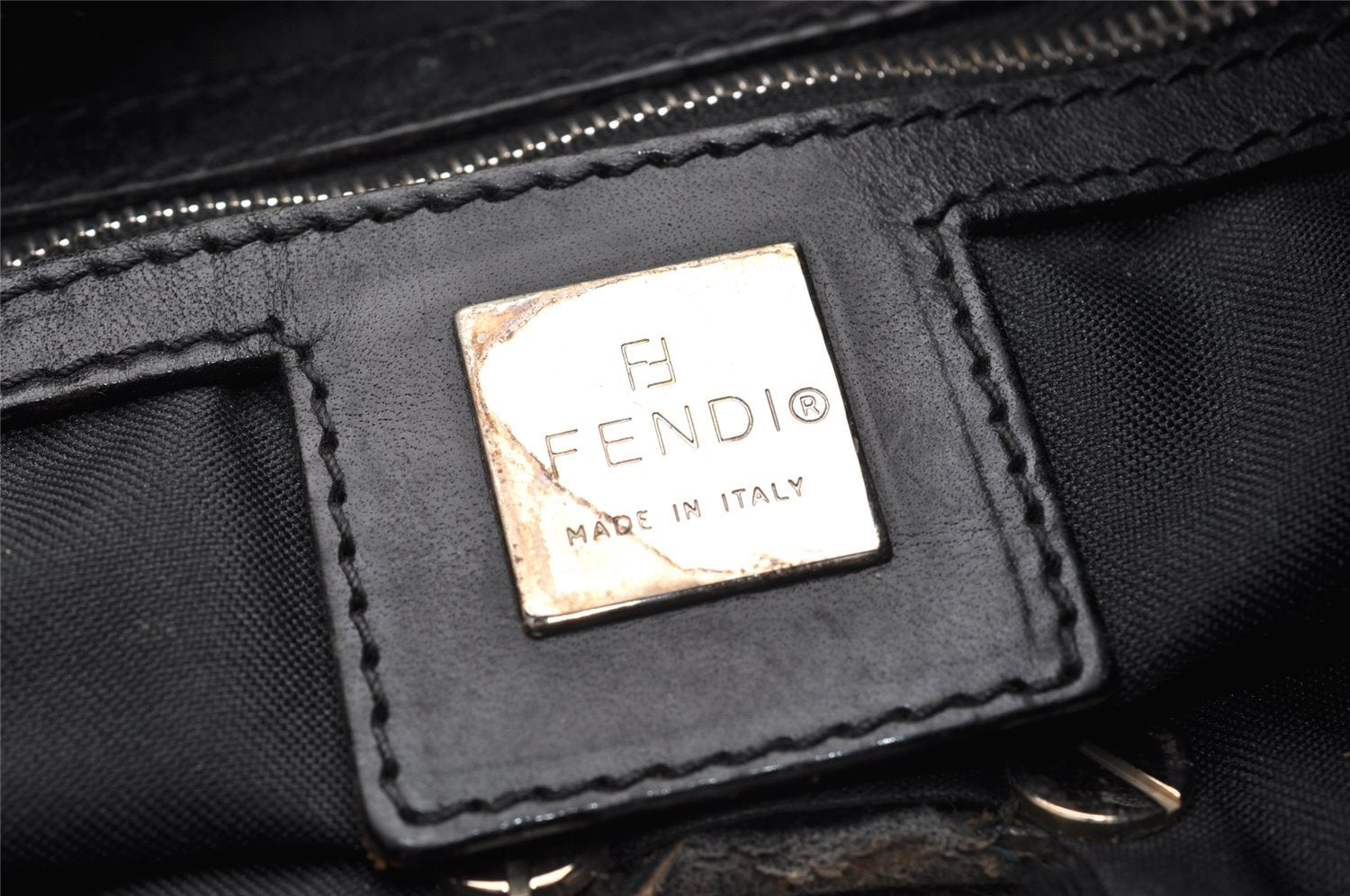 Authentic FENDI Vintage Shoulder Tote Bag Purse Fur Leather Black 5068I