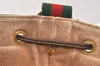 Authentic GUCCI Web Sherry Line Drawstring Bag GG PVC Leather Brown Junk 5068K