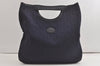 Authentic CELINE C Macadam Blason Tote Hand Bag Canvas Leather Navy Blue 5072K