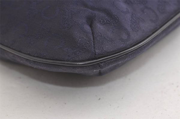 Authentic CELINE C Macadam Blason Tote Hand Bag Canvas Leather Navy Blue 5072K
