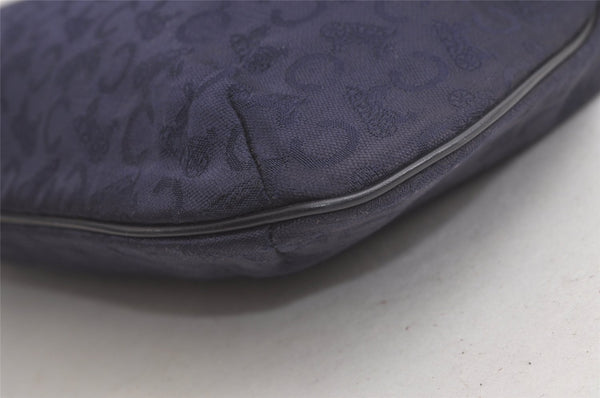 Authentic CELINE C Macadam Blason Tote Hand Bag Canvas Leather Navy Blue 5072K