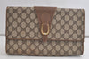 Authentic GUCCI Vintage Shoulder Clutch Bag GG PVC Leather Brown Junk 5073K